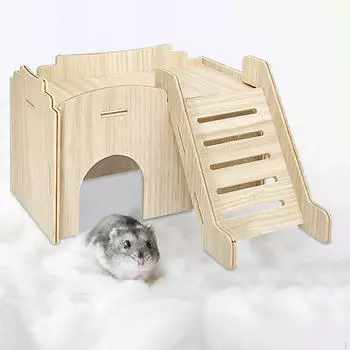 Угловой домик для хомяков, деревянное убежище для игр и лазания, хижина для маленьких домашних животных B