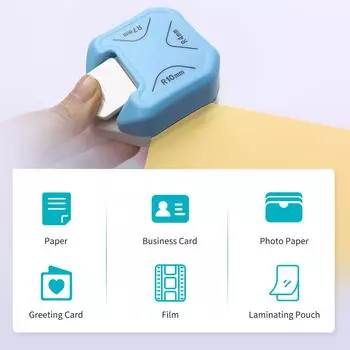 Угловой дырокол 3 в 1 R4/R7/R10 мм, круглый угловой триммер, резак для открыток, скрап-альбомов синий
