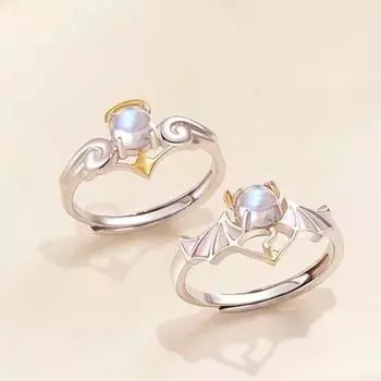 Угловой и демонический лунный камень, регулируемый полый палец, украшение из нержавеющей стали, контраст Womens