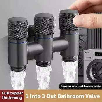 Угловой клапан 1 в 3 выхода для ванной комнаты, балкона, кухни, впускного клапана из нержавеющей стали, арматуры для туалета, арматуры для ванной комнаты серебряный