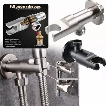 Угловой клапан с держателем для биде, латунный картридж, смеситель для ванной комнаты, устойчивый к утечкам, простой в использовании клапан, кран stye1