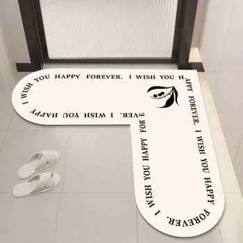 Угловой коврик для ванной комнаты Diatom Mud, легкий, роскошный, впитывающий воду, быстросохнущий, противоскользящий коврик для ног, высококачественный, простой в уходе коврик для ванной комнаты 70 * 70 * 45cm