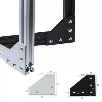 Угловой кронштейн для соединительной пластины для 2020 года, 5 отверстий, 90 градусов, алюминиевый профиль, аксессуары, крепежи для угловых скоб с прямым углом серебряный