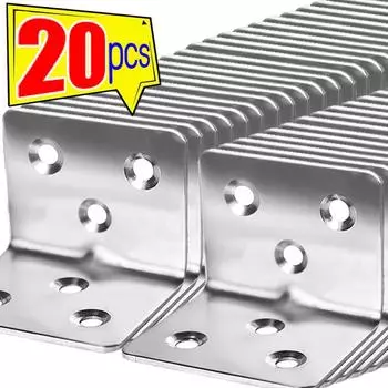 Угловой кронштейн из нержавеющей стали 90 градусов для мебели, дверцы шкафа, каркаса кровати, крепеж, опорная рама, железная пластина, угловые кронштейны, инструменты S-4PCS