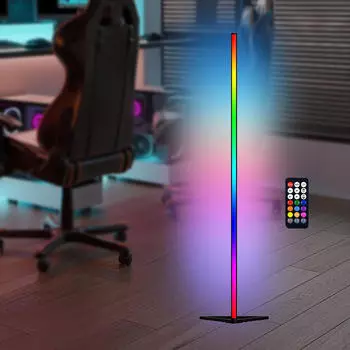 Угловой напольный светильник RGB с прочным основанием, универсальное настроение для офиса, игровой комнаты, черный чёрный