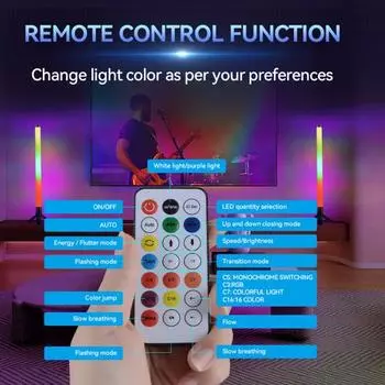 Угловой напольный светильник RGB с регулируемой яркостью, дистанционное управление через приложение, несколько режимов цвета, сверхтонкое затемнение