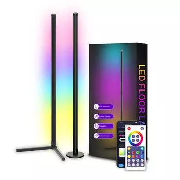 Угловой напольный светильник RGB - трехсекционный регулируемый минималистичный светодиодный светильник для создания атмосферы в спальне WiFi & Blue 40cm разноцветный