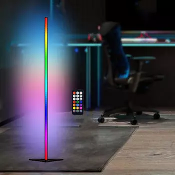 Угловой напольный светильник с изменяющейся цветовой подсветкой 55 с приложением и пультом дистанционного управления RGB Standing чёрный