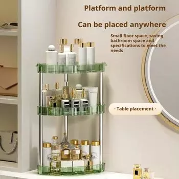 Угловой органайзер для ванной комнаты, стойка для хранения, большая вместимость, 3 уровня, 90 градусов, дизайн, органайзер для косметики Dual Layer зелёный