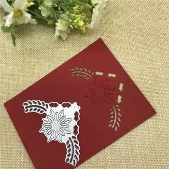 Угловой угол цветочный фон Металлические штампы Скрапбукинг Фотоальбом Карточка Бумага Тиснение Сделай сам серебряный