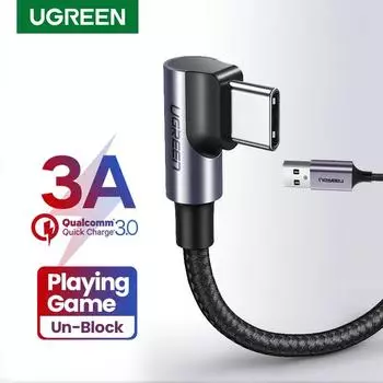 Угловой зарядный кабель 90° Ugreen, Type-C 50cm