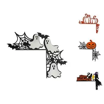 Угловой знак на дверь на Хэллоуин, декор на дверь в виде тыквы и паутины, декор на деревянную дверную раму, поделки B