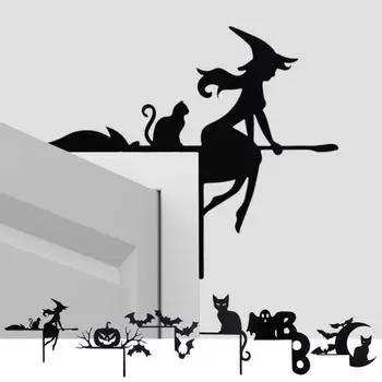 Угловой знак на дверь на Хэллоуин, деревянная декоративная рамка для двери на Хэллоуин, простая установка углового знака на дверь A