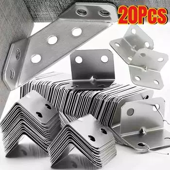 Угловые кронштейны под углом 90 градусов, угловые скобы из нержавеющей стали для шкафа, настенные кронштейны, мебельная фурнитура для дивана thickness0.6mm 2PCS