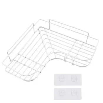 Угловые полки для хранения в ванной комнате, настенная стойка, держатель для шампуня, железная сливная корзина для душа, органайзер без перфораторов, аксессуары для ванной белый