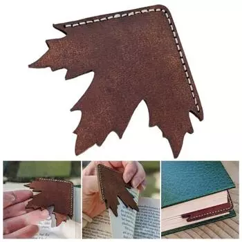 Угловые закладки из искусственной кожи с кленовым листом, удобные сенсорные угловые маркеры ручной работы, уникальные закладки красный