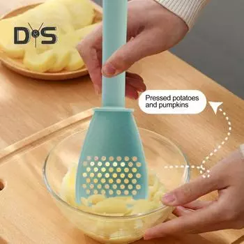 Углубленная толкушка для картофеля Удобная ручка Превосходная инновационная пресса для картофеля и чеснока Дуршлаг Ложка зелёный