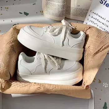 Уродливые и милые туфли-борд с толстой подошвой и круглым носком. Женские весенне-осенние туфли в стиле преппи. Белые туфли. Мода. 35 чёрный