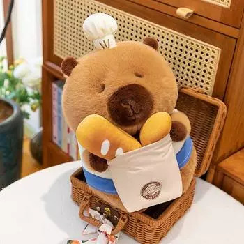Ugly and Cute Bread Toast Capybara Doll Chef Capibara Doll Plush Toy Children s Event Birthday Gift Bread Toast Capybara 40cm [free print photo]]