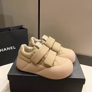 Ugly Cute Big Head Bread Shoes Thick Sole Elevated Casual Shoes Women Versatile True Soft Leather Single Shoes Women 40 чёрный