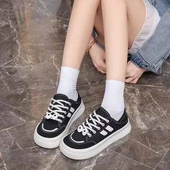 Ugly cute round head two wear canvas shoes women 2024 two wear can step on the campus wind one pedal half drag small black shoes 35 чёрный