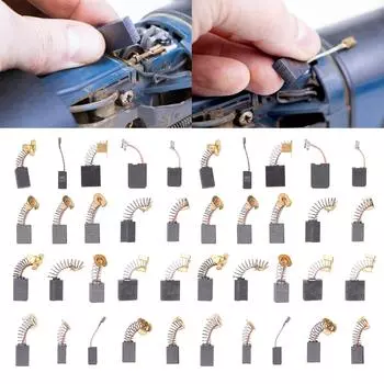 Угольные щетки для электродвигателя, 40 шт., 10 различных моделей, угольные щетки, обслуживание, замена двигателя угольной щетки