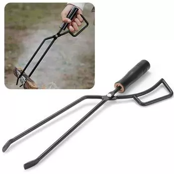 Угольные зажимы для барбекю Щипцы для сжигания барбекю Зажим для древесного угля Щипцы с клювом из утиного угля Негорячая ручка из цельного дерева Угольные зажимы Инструмент для барбекю