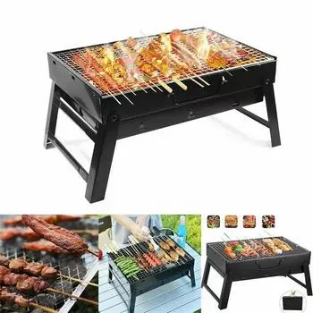 Угольный гриль-барбекю, большой складной портативный черный гриль-барбекю-барбекю, уличный уголь, пикник для путешествий, барбекю на открытом воздухе, кемпинг, путешествия, пикники чёрный