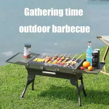 Угольный гриль для кемпинга, гриль для выпечки, переносная печь для барбекю, инструмент для барбекю, большой гриль для пикника зелёный