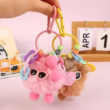 Угольный шар, цветная сумка, плюшевый брелок, имитация плюша, кулон, кулон для волос фиолетовый