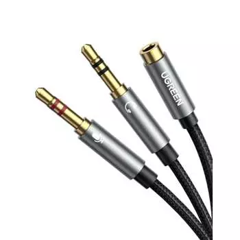 UGREEN 3.5mm 4-pole 3-pole conversion cable 4-pole (female) - 3-pole (male*2) microphone conversion cable 3.5mm conversion cable Stereo Hi-Fi sound qu