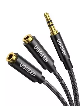 UGREEN Audio Cable Distribution Cable 3 Earphone Branch Cord Headphone Extension Cable Sound Quality Highly Durable Nylon Braid 24K Gold Plated Plug