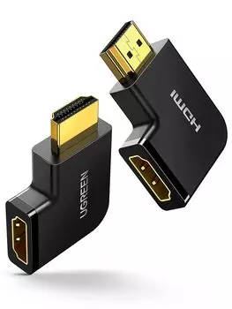 UGREEN HDMI преобразование 90 градусов 270 градусов HDMI мужчина к женскому HDMI удлинитель 3D разъем L-типа адаптер, преобразование влево/вправо, + (Набор 2)