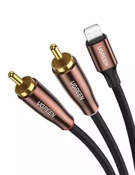 UGREEN Lightning RCA Conversion Cable MFi сертифицированный iPhone RCA Conversion Audio Cable HiFi Sound Quality Совместимость с iPhone 13 Pro iPad Mini