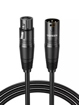 UGREEN Микрофонный кабель «папа-мама» XLR-кабель, кабель Canon, 1 м, микрофонный шнур XLR, сбалансированное соединение для записи с микрофона, прочный XLR