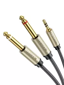 UGREEN to Audio Conversion Conversion Stereo Mini 2 Distribution Male to Highly Durable Nylon HIFI Sound 24K Gold Plated Suitable for 6.35mm2 3.5mm