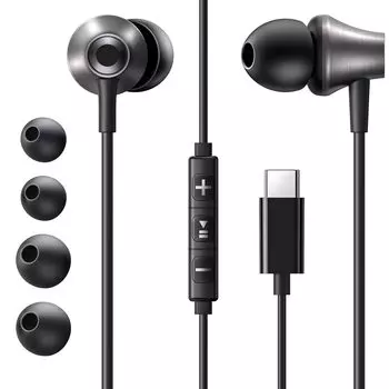 UGREEN USB C Type C с пультом регулировки громкости звонка Type C Проводной звук Звукоизоляция Совместим с такими устройствами, как Черные наушники, Наушники, Вкладыши чёрный