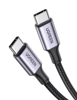 UGREEN USB Type C PD Super Rapid USB C to USB Nylon Disconnection Совместим с различными кабелями, такими как iPhone, Совместимо, 100 Вт/5 А, Зарядка, C, чёрный