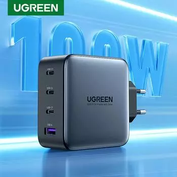 UGREEN USB зарядное устройство 100 Вт GaN зарядное устройство для планшета Macbook Быстрая зарядка для iPhone Xiaomi USB Type C PD Charge для iPhone 14 13 12
