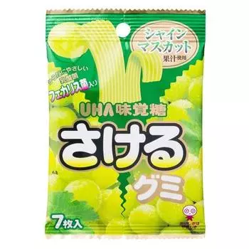 UHA 7 шт. жевательных конфет Gummi Cheerful Gummies Shine MuscatХарактеристикиНовый тип жевательных конфет, которые можно использоватьХарактеристикиНовый тип жевательных конфет, которые можно использовать 1