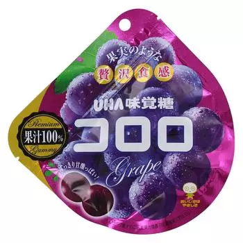 UHA Croro Grape мармеладки с коллагеном и соком красного винограда, 48 гр