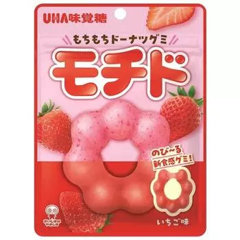 UHA Mochido со вкусом клубники, 40 г, жевательные конфеты Mochi Mochi Donut Gummies Nobiru с новой текстурой. Mochi Moc Mochi Mochi Donut Gummies Nobiru с новой текстурой гу 1