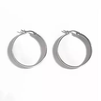 UHBINYCA Классические круглые женские серьги из нержавеющей стали, гладкие увеличенные украшения из нержавеющей стали серебряный