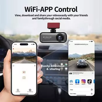 UHD 4K Dash Cam Mini скрытый 2-дюймовый автомобильный видеорегистратор Мобильное приложение WiFi WDR Видеорегистратор Ночное видение Ftont Rear 2-канальный черный ящик NONE
