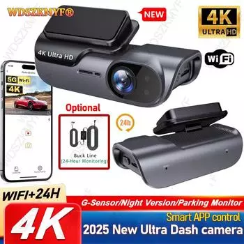UHD 4K Mini Dashcam WIFI Auto Dash Cam Night Vision Front Camera DVR 24H Parking Monitor Black Box For Car Car Accessories NONE