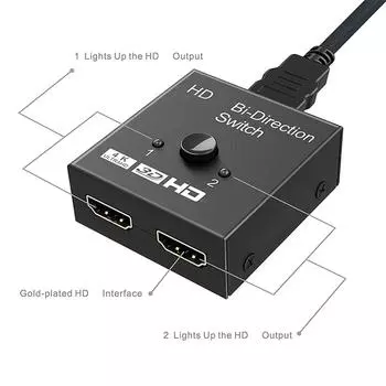 Uhd HDMI совместимый разветвитель 1X2 2X1 Разделение 1 вход 2 выхода усилитель 1080P 4Kx2K HDMI совместимый коммутатор 2 порта двунаправленный 4K