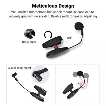 UHF беспроводной кардиоидный конденсаторный микрофон, клипса для музыкальных инструментов, микрофон для саксофонных труб чёрный