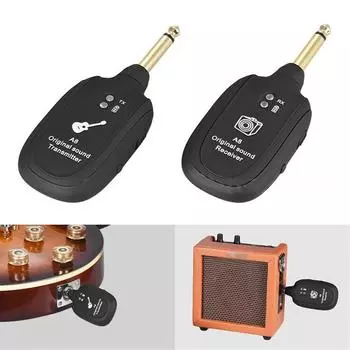 UHF Guitar Wireless System Transmitter+Receiver Built In Rechargeable Battery