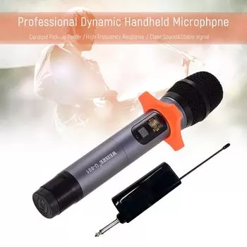 UHF Ручной беспроводной микрофон с мини-приемником 50 каналов для караоке, деловых встреч, речи, домашних развлечений разноцветный