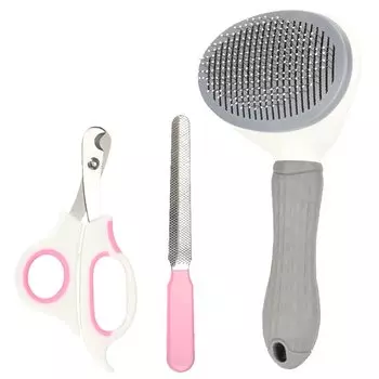 уход за домашними животными уход за ногтями уход за домашними животными кошка набор из 3 предметов, щетка, машинка для стрижки, пилка, товары, собака, (серый) серый